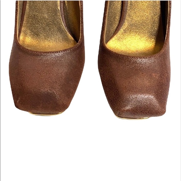 Devi Kroell Brown Square Toe Pumps Size 35.5 - Picture 7 of 9